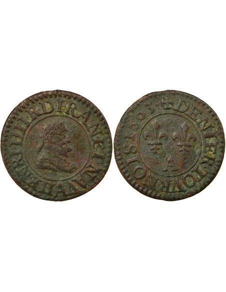 Henri III Type 1 1 denier Cuivre 1603 A - Paris