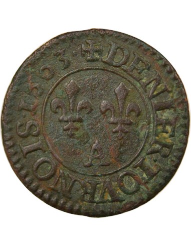 Henri III Type 1 1 denier Cuivre 1603 A - Paris