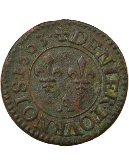 Henri III Type 1 1 denier Cuivre 1603 A - Paris