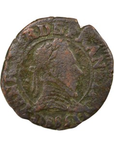 Henri III 2e Type 1 double tournois Cuivre 1588 D Lyon 2