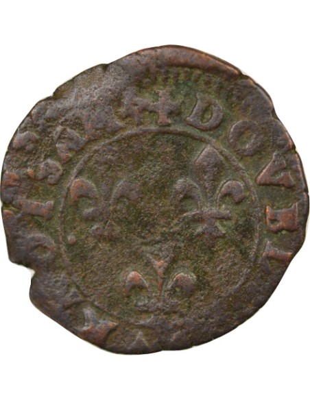 Henri III 2e Type 1 double tournois Cuivre 1588 D Lyon