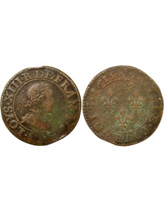 Louis XIII Type 1 1 double tournois Cuivre 1615 A - Paris