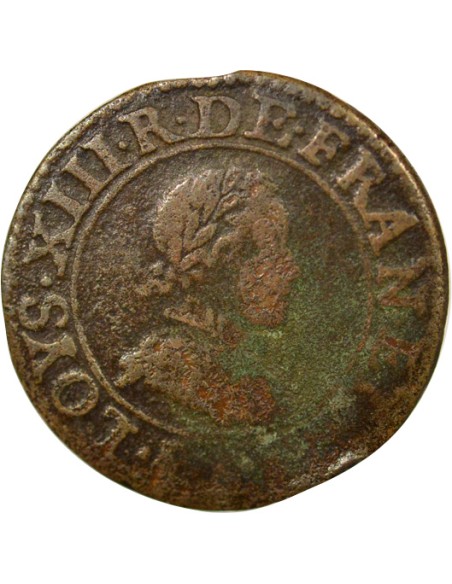 Louis XIII Type 1 1 double tournois Cuivre 1615 A - Paris