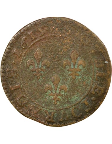 Louis XIII Type 1 1 double tournois Cuivre 1615 A - Paris