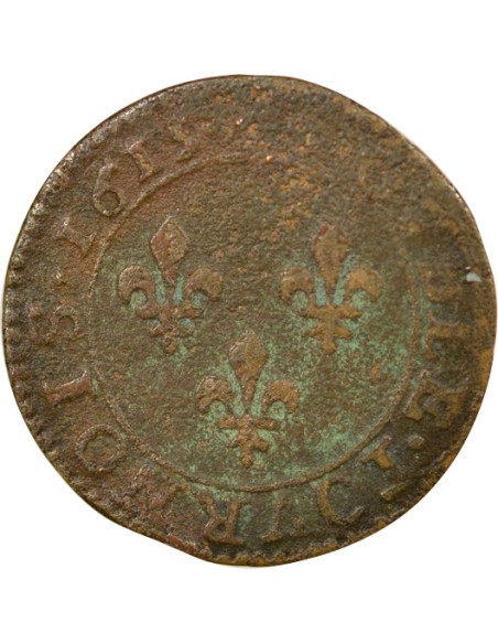 Louis XIII Type 1 1 double tournois Cuivre 1615 A - Paris