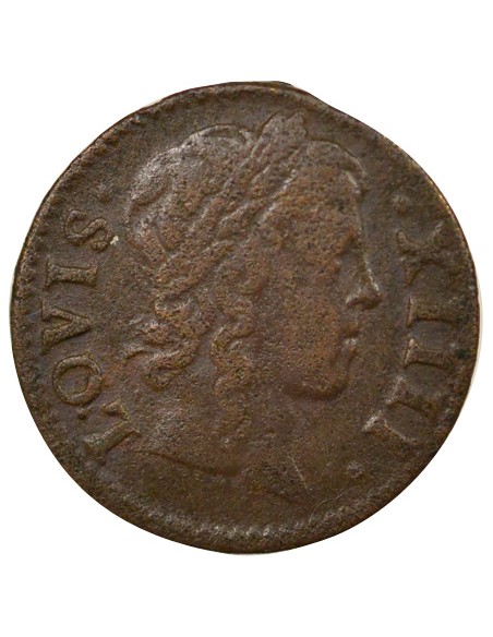 Louis XIII Type de Warin 1 denier Cuivre 1649 A - Paris