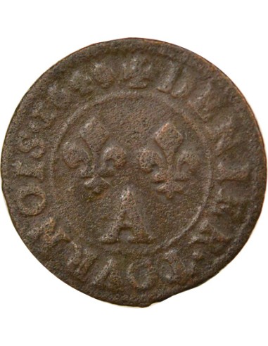 Louis XIII Type de Warin 1 denier Cuivre 1649 A - Paris