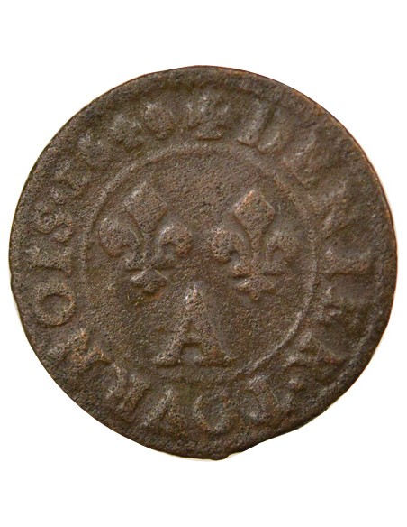 Louis XIII Type de Warin 1 denier Cuivre 1649 A - Paris