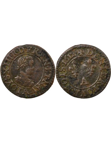Louis XIII Type 1 1 denier Cuivre 1612 A - Paris