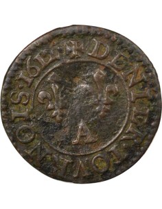 Louis XIII Type 1 1 denier Cuivre 1612 A - Paris 2