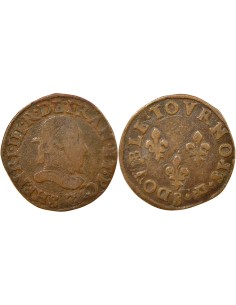 Henri III 1 double tournois Cuivre 1578-1580 S Troyes