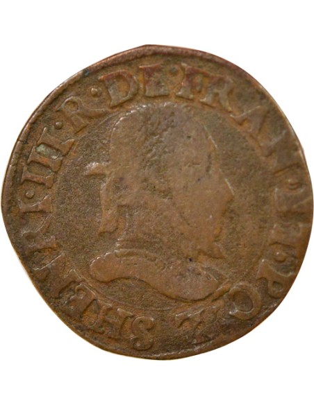 Henri III 1 double tournois Cuivre 1578-1580 S Troyes