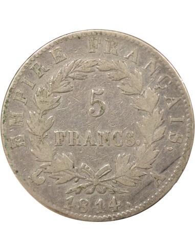 Roi d'Italie Empire 5 francs Argent 1814 A - Paris