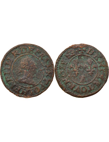 Henri III Type 1 1 denier Cuivre 1577 A - Paris