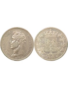 Charles X 1er Type 5 francs Argent 1826 W Lille