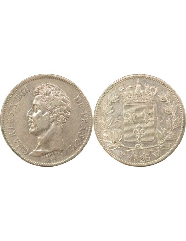 Charles X 1er Type 5 francs Argent 1826 W Lille