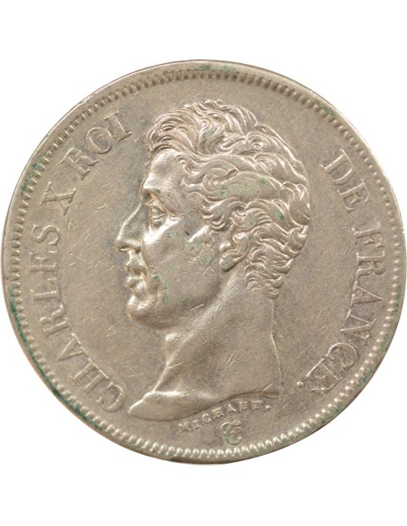 Charles X 1er Type 5 francs Argent 1826 W Lille