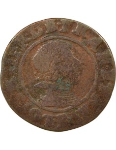 Louis XIII Type 8 1 double tournois Cuivre 1627 Villeneuve les Avignon 2