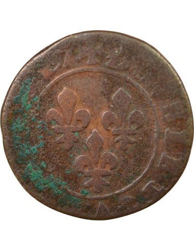 Louis XIII Type 8 1 double tournois Cuivre 1627 Villeneuve les Avignon