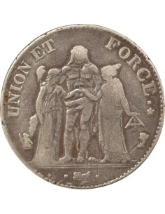 Union & Force 5 francs Argent An 4 A - Paris 2