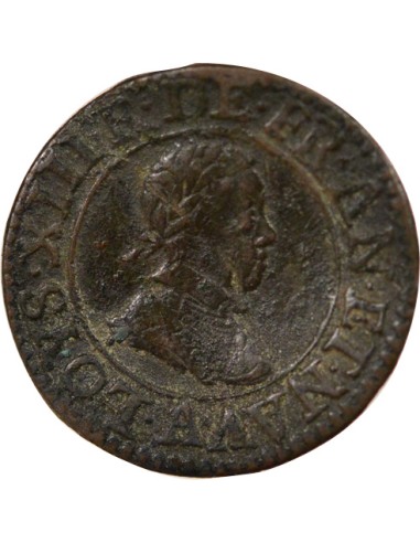 Louis XIII Type 1 1 double tournois Cuivre 1614 A - Paris