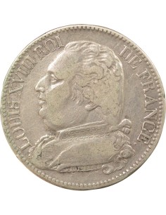 Louis XVIII Buste Habillé 5 francs Argent 1814 Q Perpignan 2