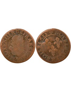 Louis XIII 1 double tournois Cuivre 1612 M Toulouse