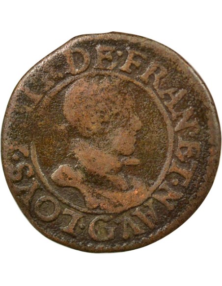 Louis XIII Type 2 1 double tournois Cuivre 1620 G Poitiers