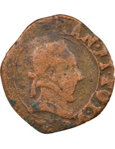 Henri III 1 double tournois Cuivre 1588 9 Rennes 2