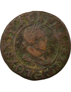 Louis XIII Type 2 1 double tournois Cuivre 1621 G Poitiers 2