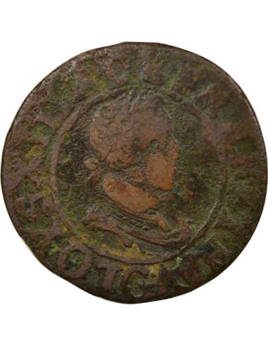 Louis XIII Type 2 1 double tournois Cuivre 1621 G Poitiers