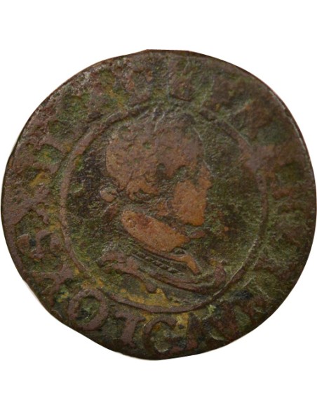 Louis XIII Type 2 1 double tournois Cuivre 1621 G Poitiers
