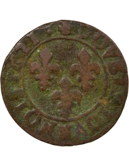 Louis XIII Type 2 1 double tournois Cuivre 1621 G Poitiers