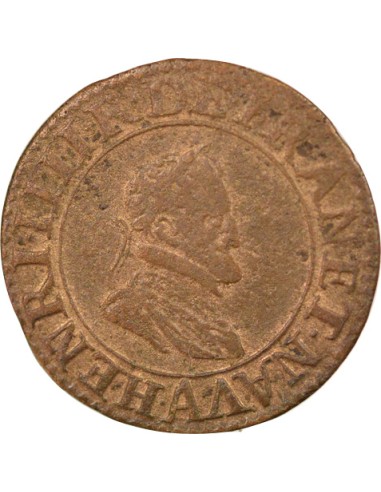 Roi de Navarre et de France Type 2 1 double tournois Cuivre 1603 A - Paris