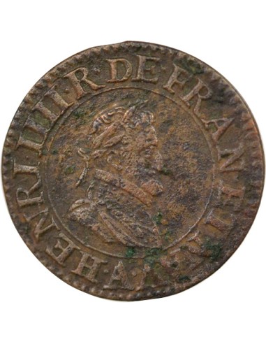 Roi de Navarre et de France Type 2 1 double tournois Cuivre 1605 A - Paris
