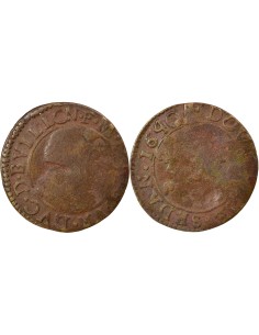 Principauté de Sedan Frédéric Maurice de la Tour d'Auvergne Type 14 1 double tournois Cuivre 1640 Sedan