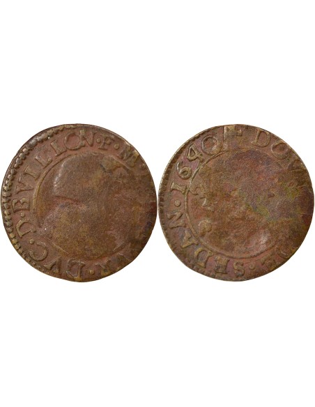 Principauté de Sedan Frédéric Maurice de la Tour d'Auvergne Type 14 1 double tournois Cuivre 1640 Sedan