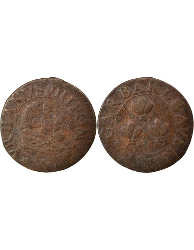 Comtat Venaissin Urbain VIII 1 double tournois Cuivre 1635 Avignon