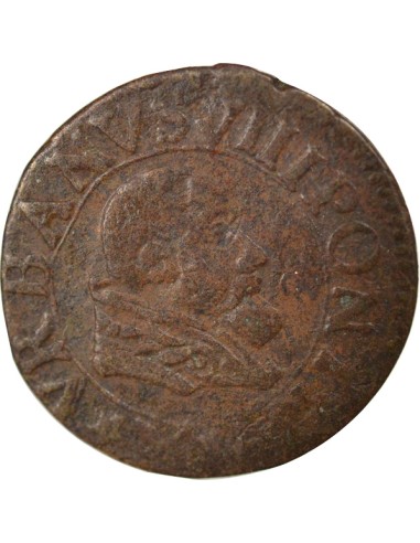 Comtat Venaissin Urbain VIII 1 double tournois Cuivre 1635 Avignon