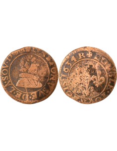Principauté de Dombes Gaston d'Orléans Type 6 1 double tournois Cuivre 1634 Trévoux