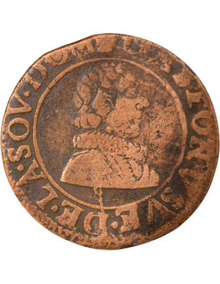 Principauté de Dombes Gaston d'Orléans Type 6 1 double tournois Cuivre 1634 Trévoux