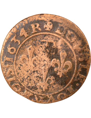 Principauté de Dombes Gaston d'Orléans Type 6 1 double tournois Cuivre 1634 Trévoux