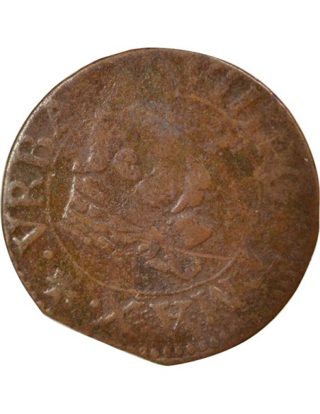 Comtat Venaissin Urbain VIII 1 double tournois Cuivre 1636 Avignon