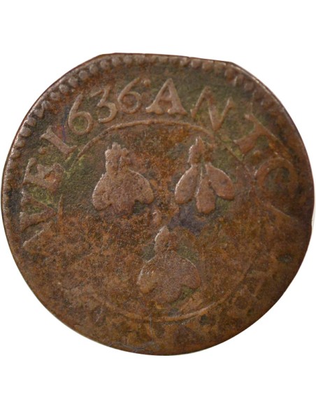 Comtat Venaissin Urbain VIII 1 double tournois Cuivre 1636 Avignon