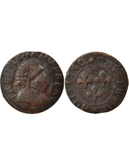 Principauté d'Orange Frédéric-Henri d'Orange-Nassau Type 4 1 double tournois Cuivre 1640 Orange