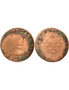 Principauté de Dombes Gaston d'Orléans Type 8 1 double tournois Cuivre 1636 Trévoux