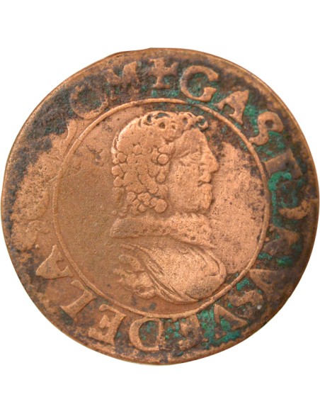 Principauté de Dombes Gaston d'Orléans Type 8 1 double tournois Cuivre 1636 Trévoux