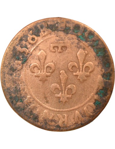 Principauté de Dombes Gaston d'Orléans Type 8 1 double tournois Cuivre 1636 Trévoux