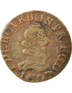 Château-Regnault François de Bourbon-Conti Type 8 1 double tournois Cuivre 1605-1614  - 2