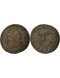 Seigneurie de Cugnon Jean-Théodore de Lowenstein Rochefort Type 2 1 double tournois Cuivre 1634 Cugnon